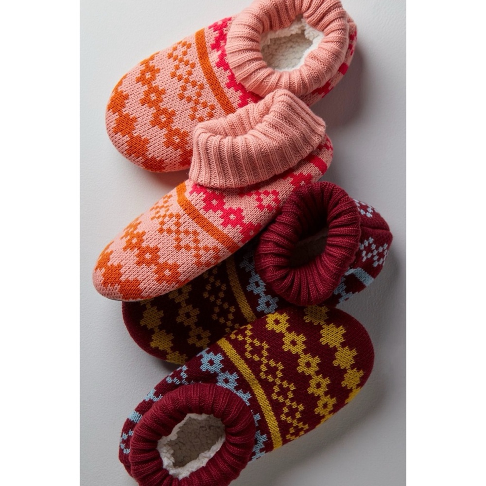 Free People Verloop Fairisle Slipper Socks Pink S/M
